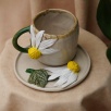 Handmade Design Ceramic Mug Set With Daisy