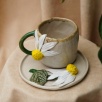 Handmade Design Ceramic Mug Set With Daisy