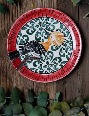 Handmade Design Tile Plate Hoopoe