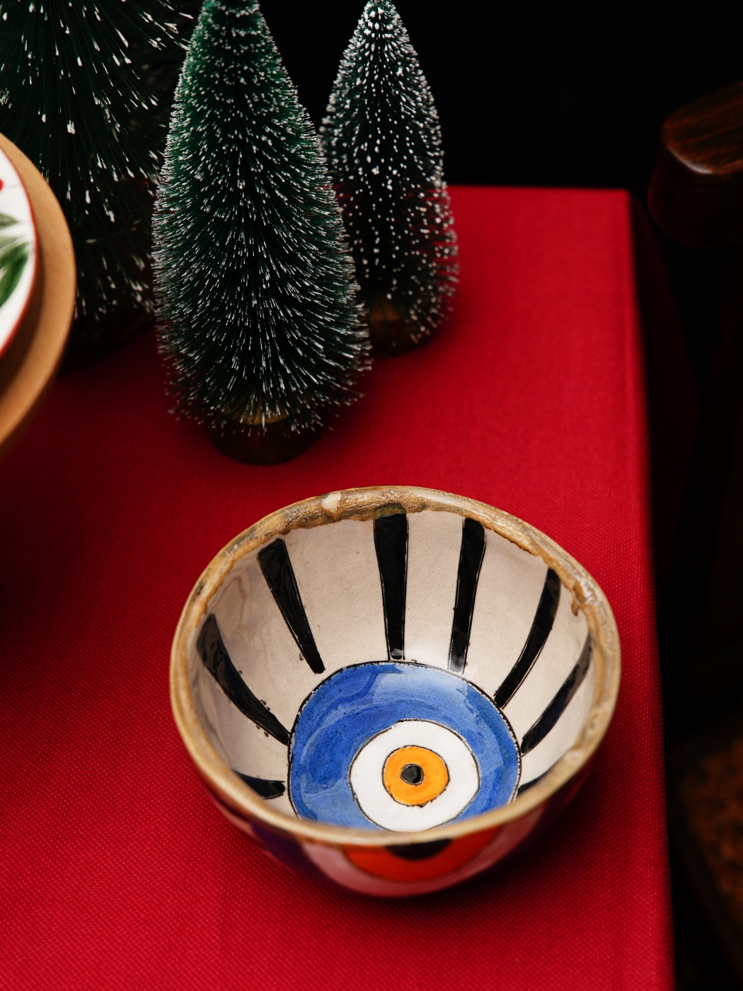 Handmade Evil Eye Design Ceramic Small Bowl