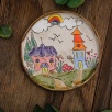 Handmade Design Ceramic Plate Village
