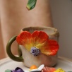 Handmade Design With Big Flowers Ceramic Mug Set