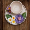 Handmade Design Ceramic Purple Flower Turkish Coffee Set