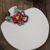 Handmade Design Red & Purple Flowers Ceramic Service Plate
