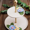 Handmade Design Blue Flower Ceramic Service Stand Two Layers