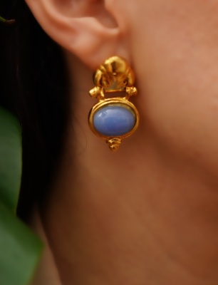 Handmade Design Gold Plated Earrings with Pearl