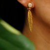 Handmade Gold Plated Brass Earrings with Pearl