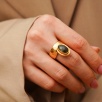 Handmade Gold Plated Brass Ring With Labradorite Stone