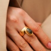 Handmade Gold Plated Brass Ring With Labradorite Stone