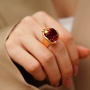 Handmade Design Pearl Gold Plated Brass Ring
