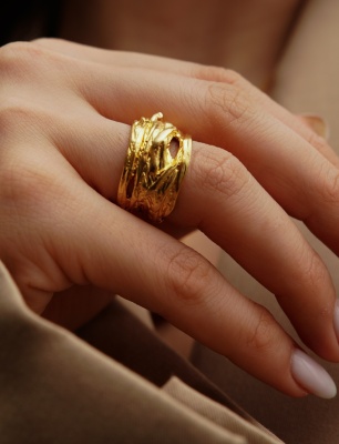 El Yapımı Altın Kaplama Pirinç Yüzük