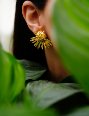 Handmade Design Gold Plated Brass Earrings