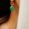 Handmade Design Gold Plated Brass Earrings with Pearl and Aqua Chalcedony Stones