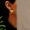 Handmade Leaf Design Gold Plated Brass Earrings