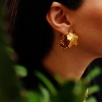 Handmade Leaf Design Gold Plated Brass Earrings