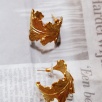 Handmade Leaf Design Gold Plated Brass Earrings