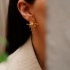 Handmade Design Gold Plated Pearl Brass Earrings