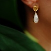 Handmade Gold Plated Silver Earrings with Mother of Pearl