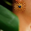 Handmade Gold Plated Lapis Lazuli Stone Brass Earrings
