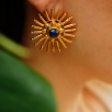 Handmade Gold Plated Lapis Lazuli Stone Brass Earrings