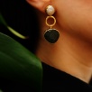 Handmade Gold Plated Pearl and Labradorite Stone Brass Earrings