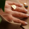 Handmade Leaf Design Gold Plated Brass Ring
