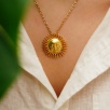 Handmade Gold Plated Sun Desing Brass Necklace