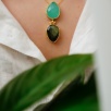 Handmade Gold Plated Brass Necklace with Labradorite and Aqua Chalcedony Stone