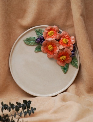 Handmade Design Flower Ceramic Plate