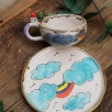 Handmade Design Ceramic Turkish Coffee Set Rainbow