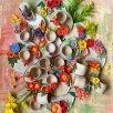 Handmade Design Ceramic Flowered Turkish Coffee Set