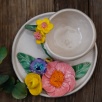 Handmade Design Ceramic 3 Floral Turkish Coffee Set