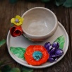 Handmade Design Ceramic Flowered Turkish Coffee Set