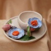 Handmade Design Ceramic Blue Flower Turkish Coffee Set