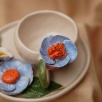 Handmade Design Ceramic Blue Flower Turkish Coffee Set