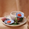 Handmade Design Ceramic Blue Flower Turkish Coffee Set