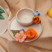 Handmade Design Ceramic Multiple Flower Turkish Coffee Set