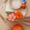Handmade Design Ceramic Multiple Flower Turkish Coffee Set