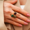 Handmade Three Stone Gold Plated Brass Ring
