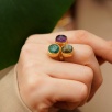 Handmade Three Stone Gold Plated Brass Ring
