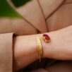 Handmade Gold Plated Brass Bracelet Ruby