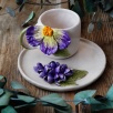 Handcraft Design Ceramic Mug Set Big Purple Flowers