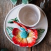 Handcraft Design Ceramic Mug Set Orange Flowers