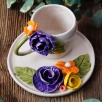Handcraft Design Ceramic Mug Set Purple Flowers