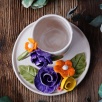 Handcraft Design Ceramic Mug Set Purple Flowers