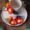 Handcraft Design Ceramic Mug Set Orange Flowers
