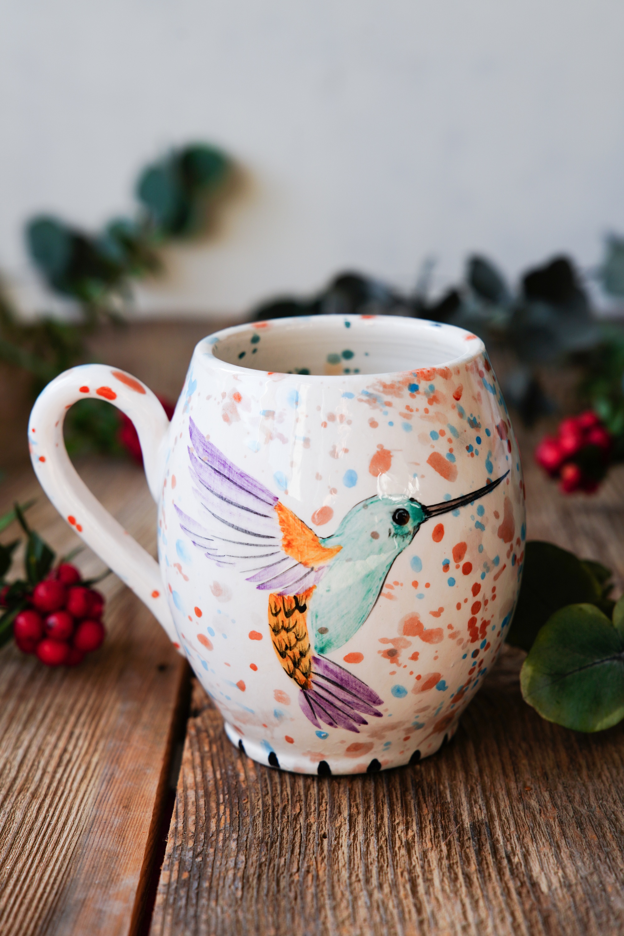El Yapımı Çini Mug Sinek Kuşu