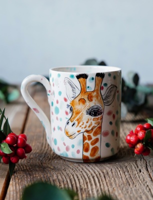 El Yapımı Çini Mug Zürafa