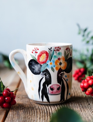 Handmade Tile Mug Cow