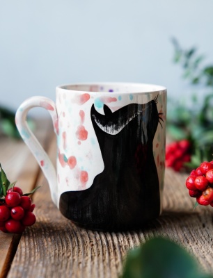 Handmade Tile Mug Cat